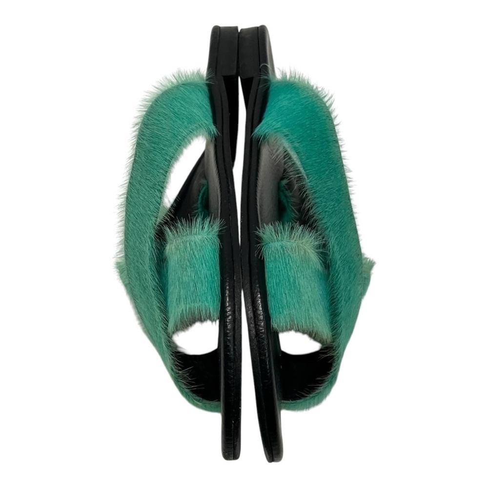 Avec Moderation St. Tropez Ponyhair Emerald Crossover Slide Sandals Women’s 39.5 - Picture 10 of 12